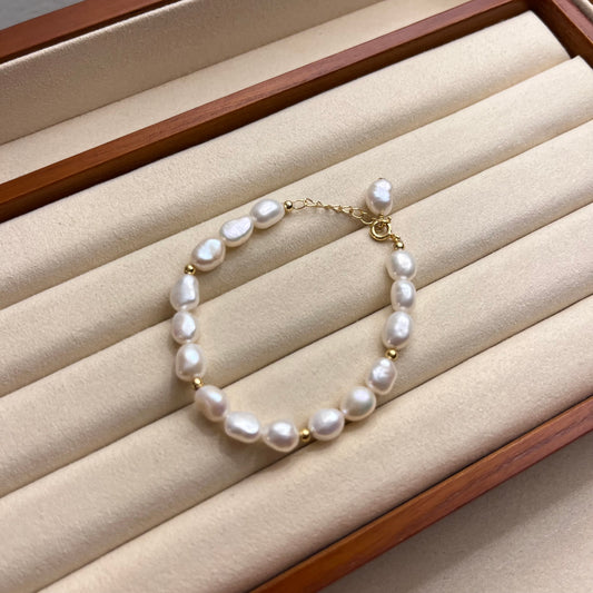 Minimalist Sterling Silver Freshwater Pearl Bracelet – Natural, Elegant, Handmade