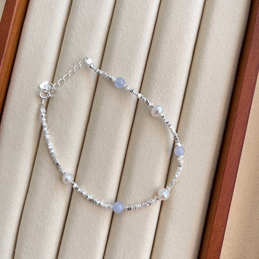 Aquamarine pearl bracelet