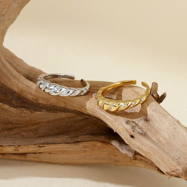 Sterling Silver Classic Twist Micro-Pavé Ring