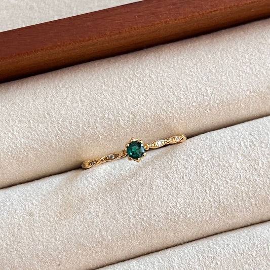 Emerald Green Open Ring – Adjustable 925 Sterling Silver Statement Ring