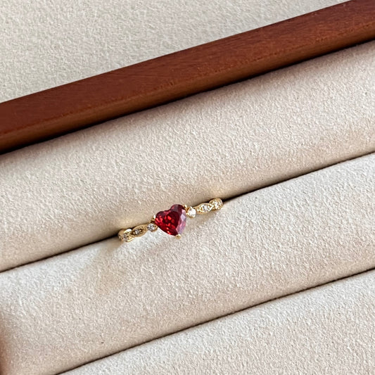 Heart-Shaped Ruby Ring – 925 Sterling Silver Romantic Gift