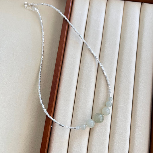 Hetian Jade × Hand-Hammered Silver Fragment Necklace | Untamed Beauty, Inner Calm