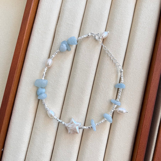 Natural Gemstone × Star-Shaped 925 Sterling Silver Bracelet | A Star That Shines Just for You
