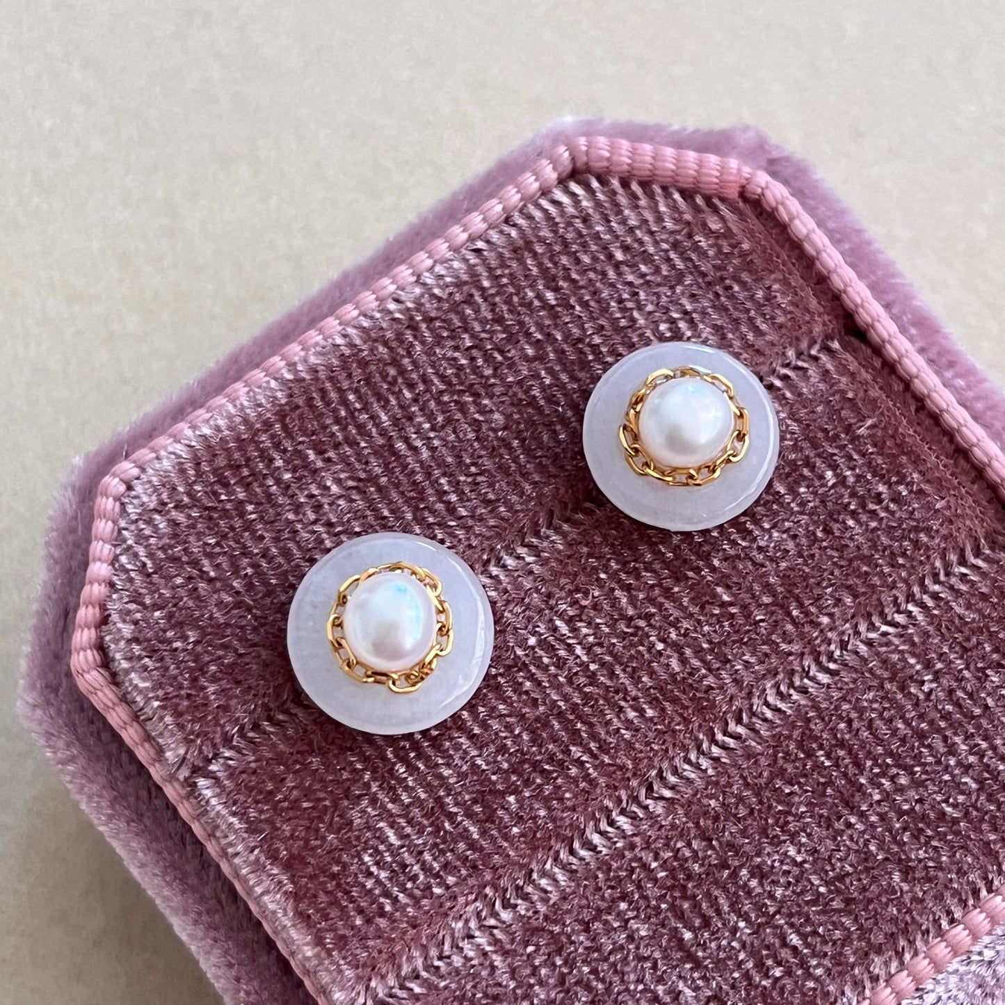 Elegance of the East: Jade, Pearl, and Silver Stud Earrings