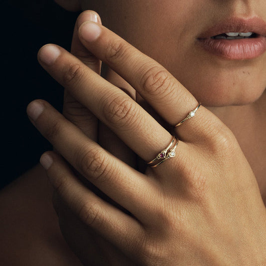 Sterling silver ins style micro-inlaid diamond heart ring