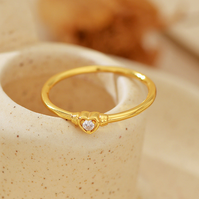 Sterling silver ins style micro-inlaid diamond heart ring