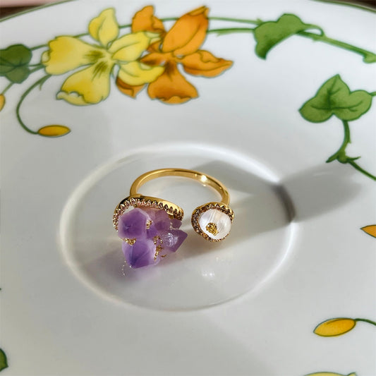 Amethyst pearl ring