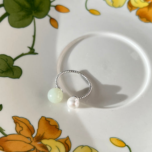 And Tian jade pearl open ring