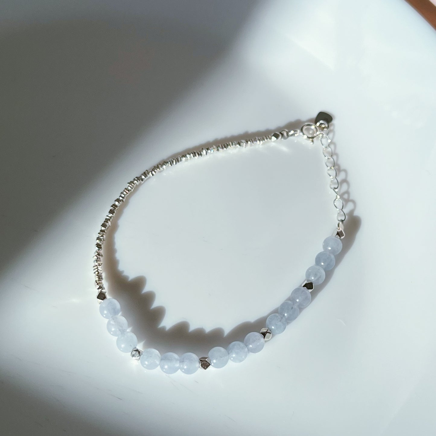 Aquamarine broken silver bracelet