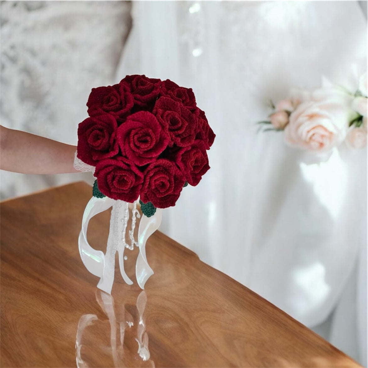 Custom hand-woven rose flowers