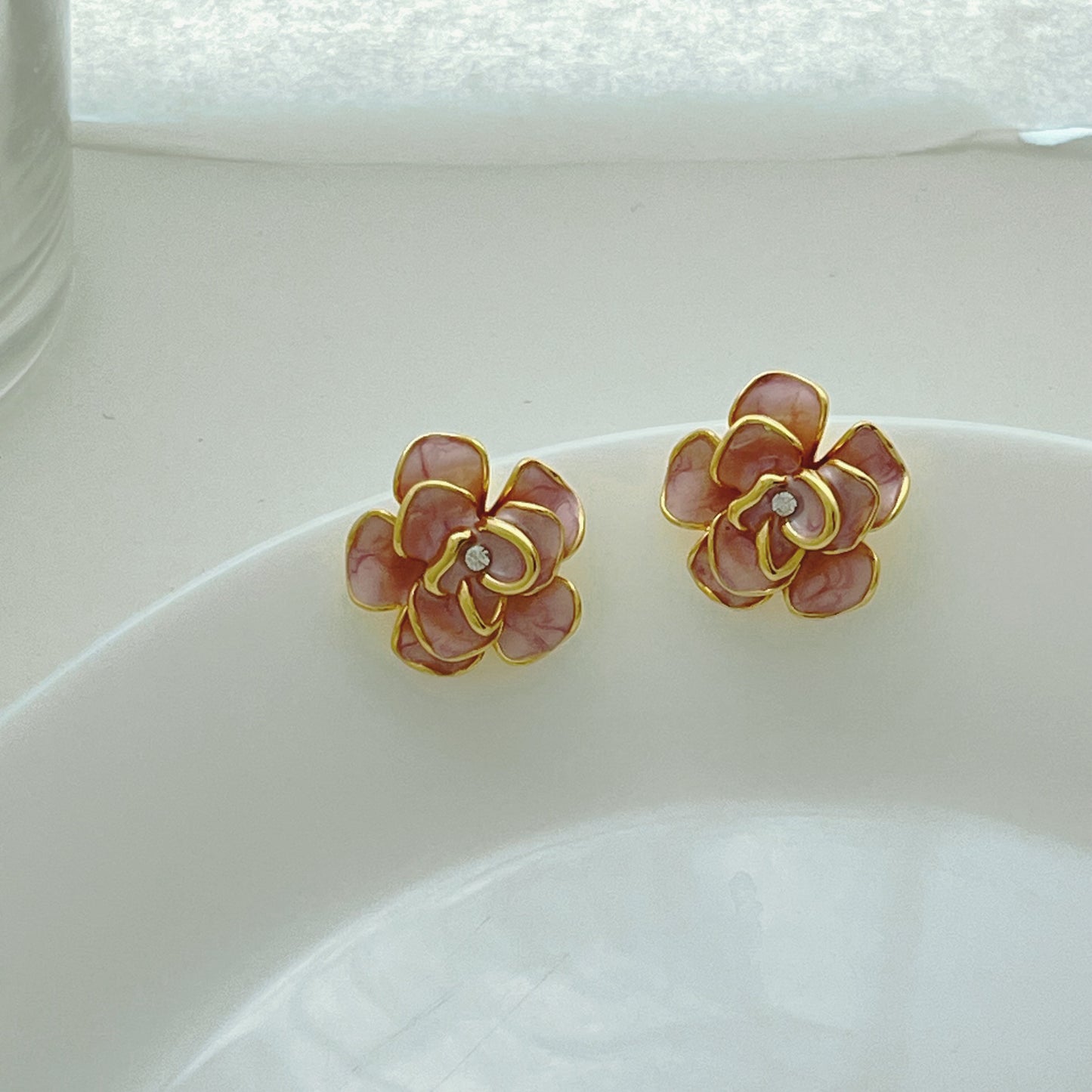 Beautiful pink floral earrings