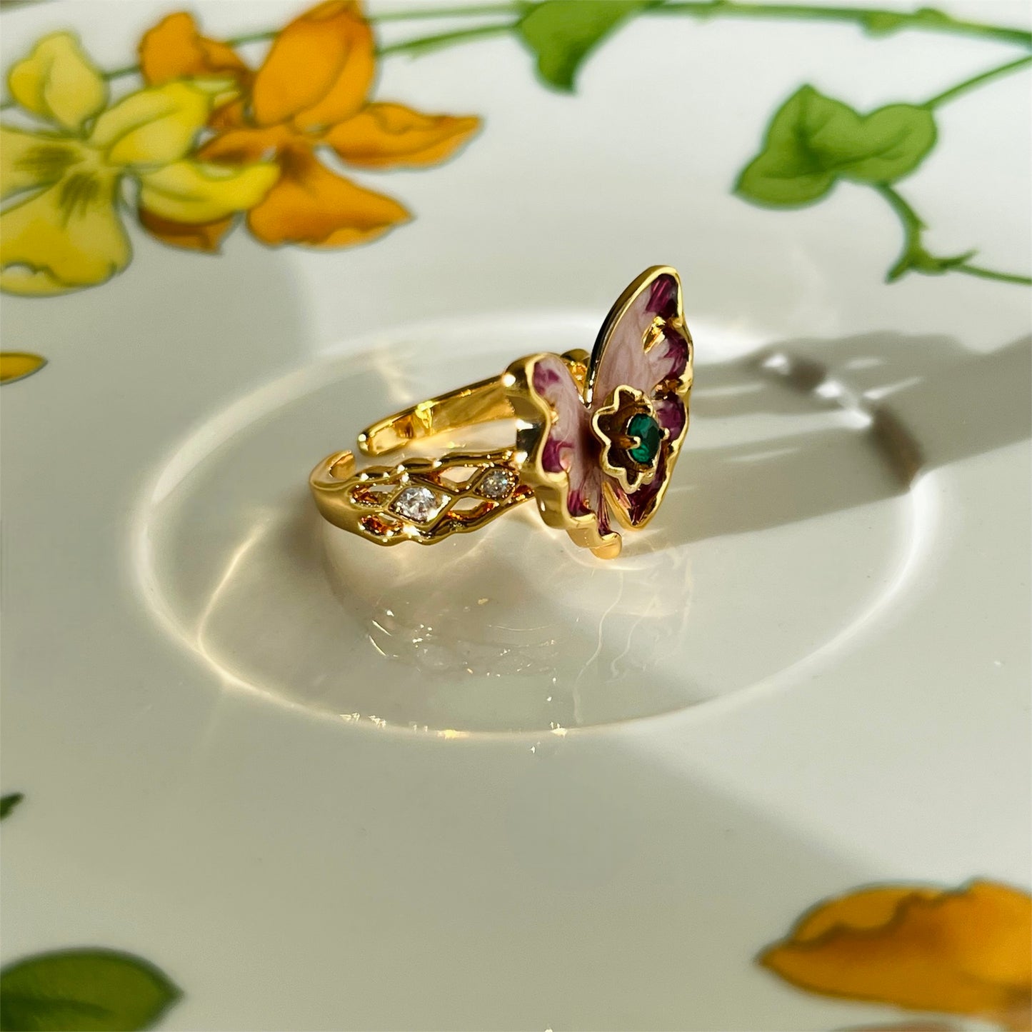 Butterfly drop glaze ring