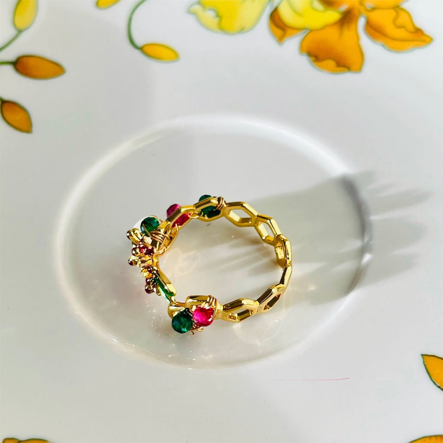 Floral freshwater pearl ring