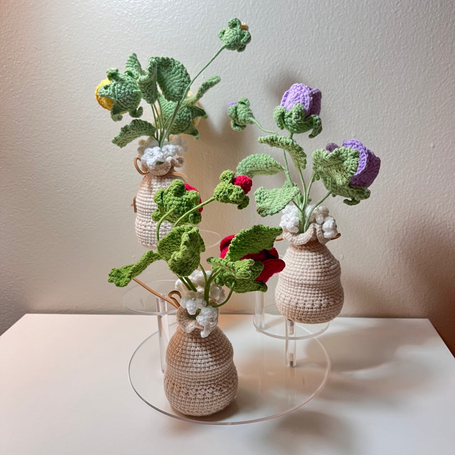Crochet Rose Flower Pot – Handmade Eternal Rose Decor