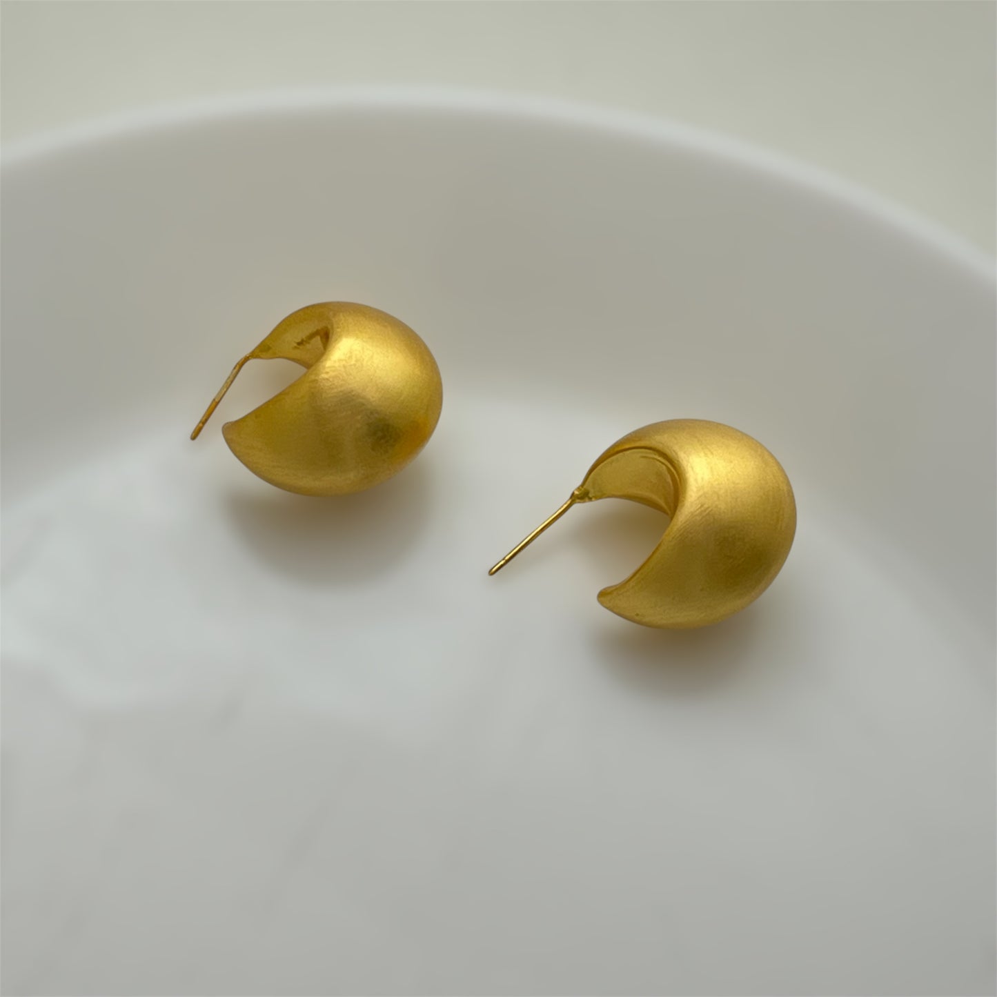 Gold matte metal stud earrings