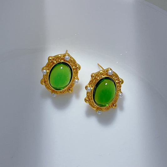 Green vintage earrings