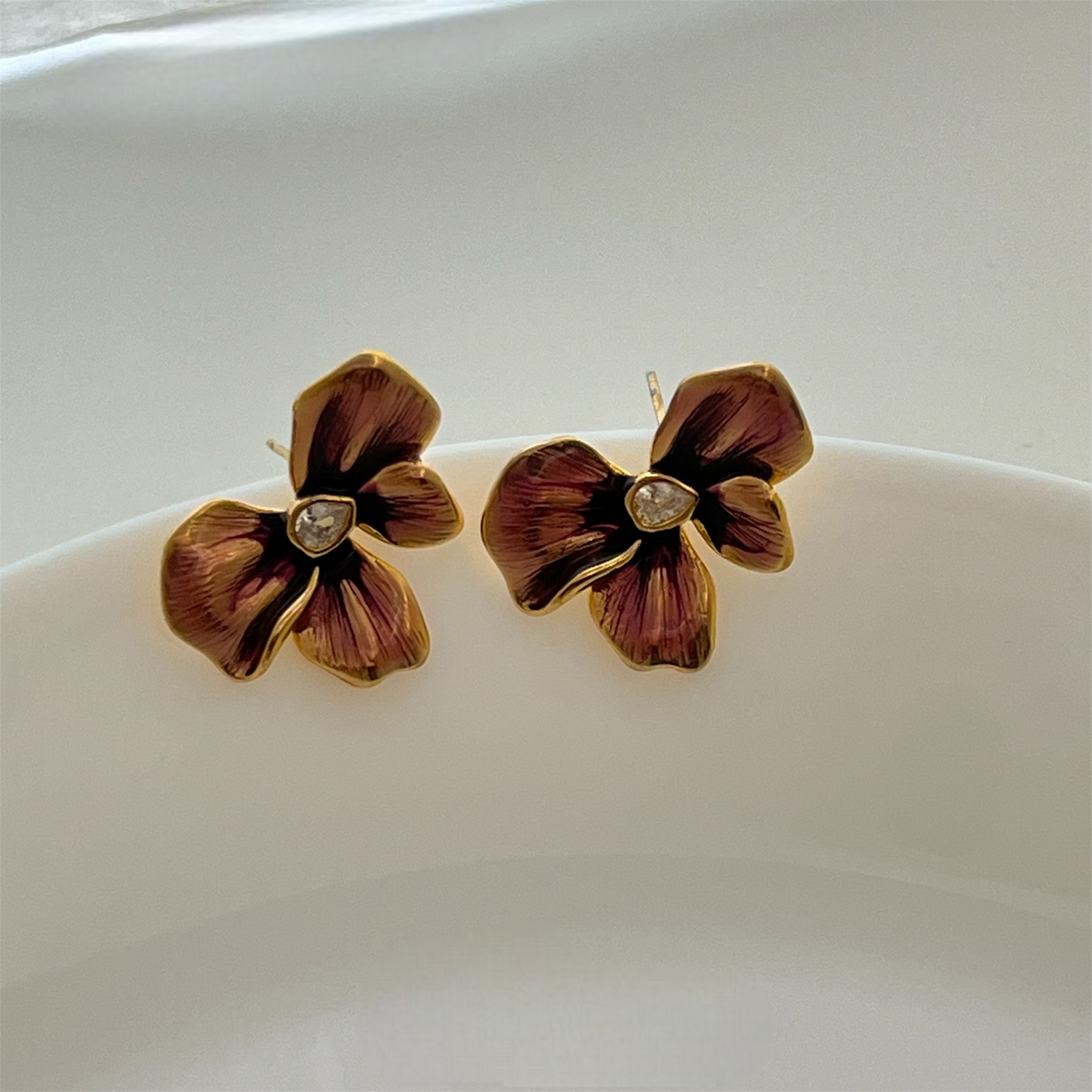 Hand-painted drop glaze butterfly earrings