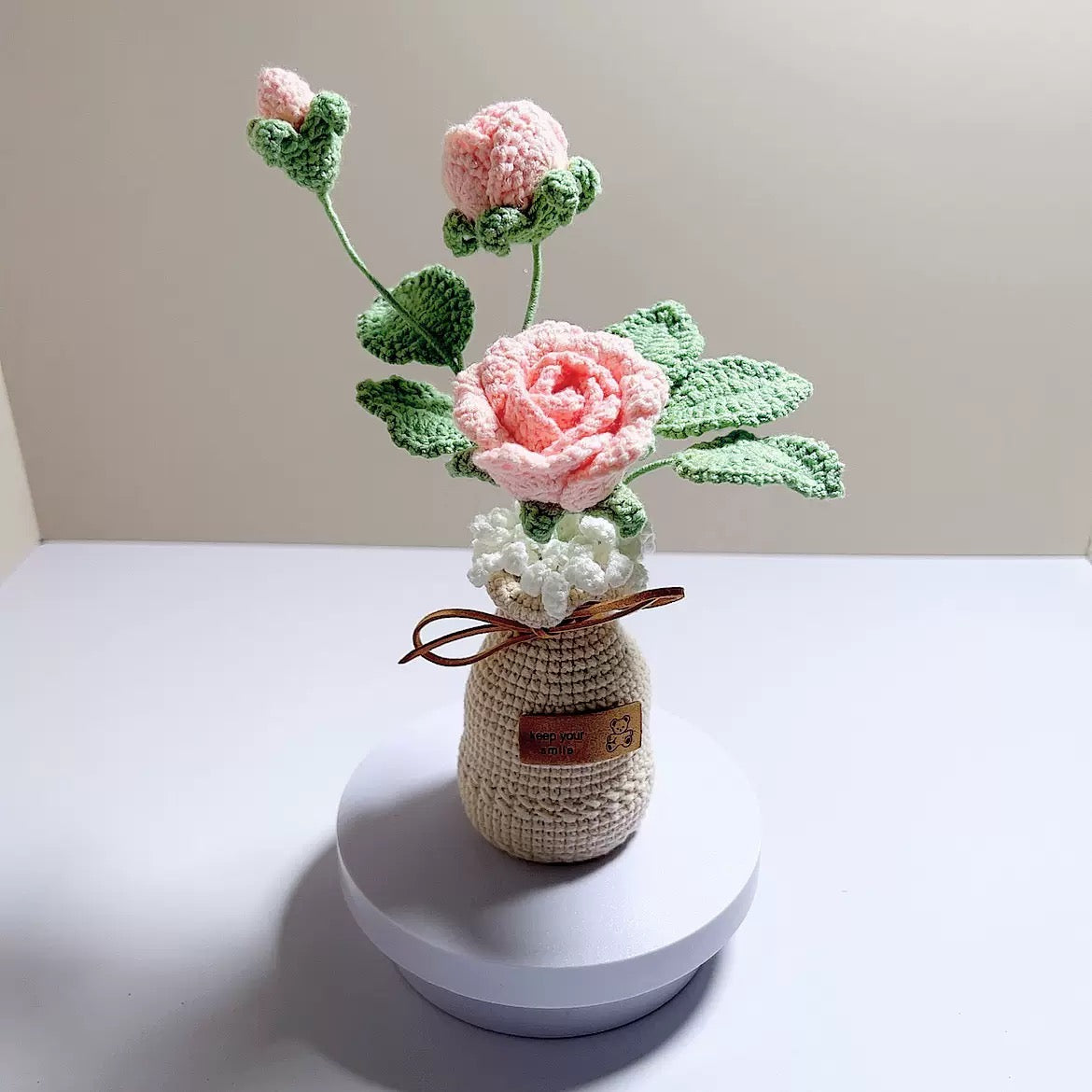 Crochet Rose Flower Pot – Handmade Eternal Rose Decor