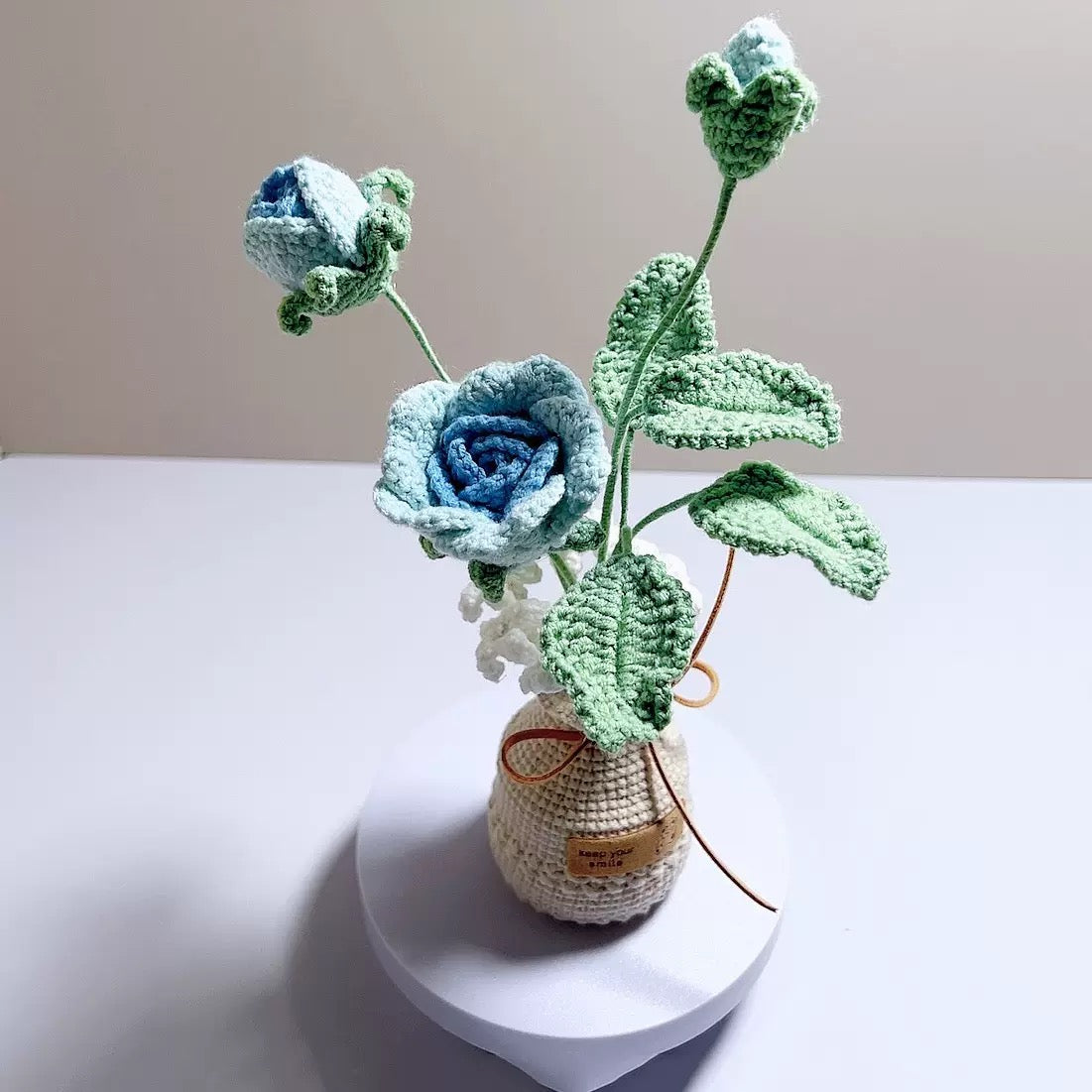 Crochet Rose Flower Pot – Handmade Eternal Rose Decor