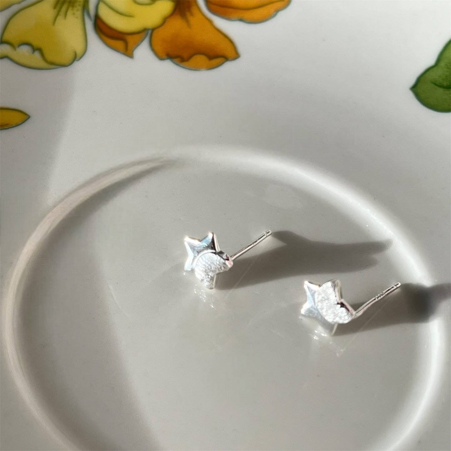 New star and moon stud earrings