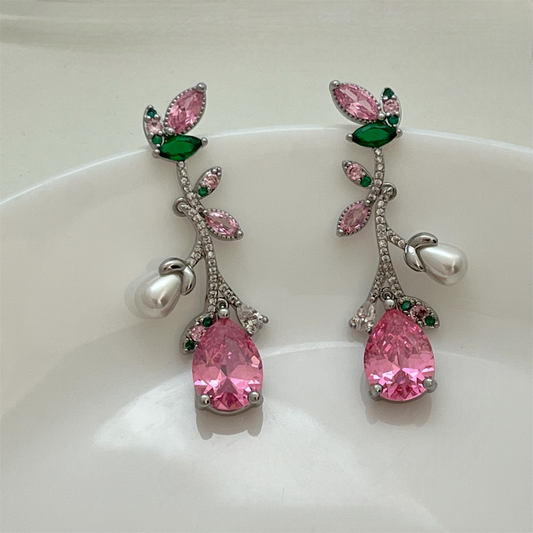 Pearl pink zircon sparkle earrings