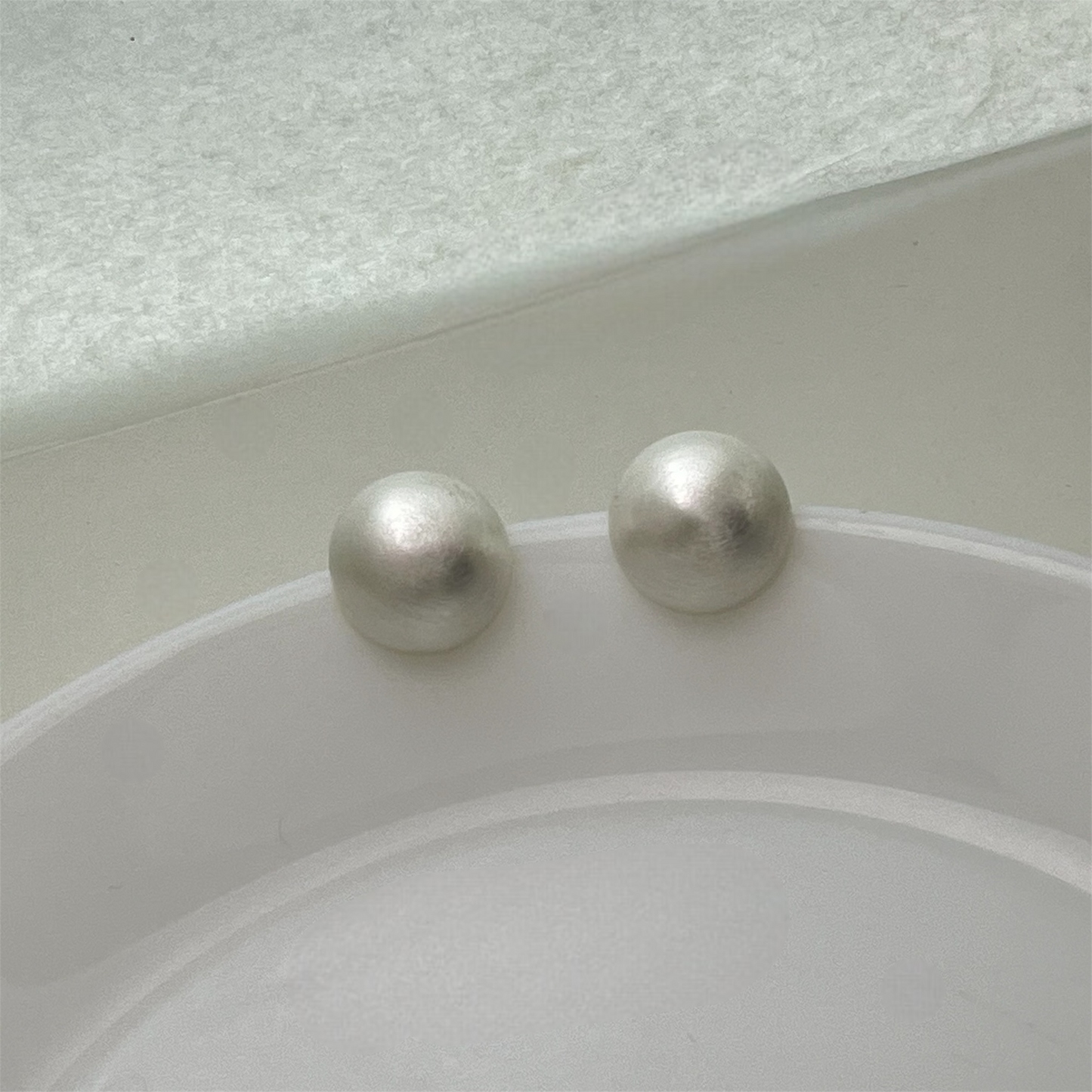 Brushed frosted round ball stud earrings