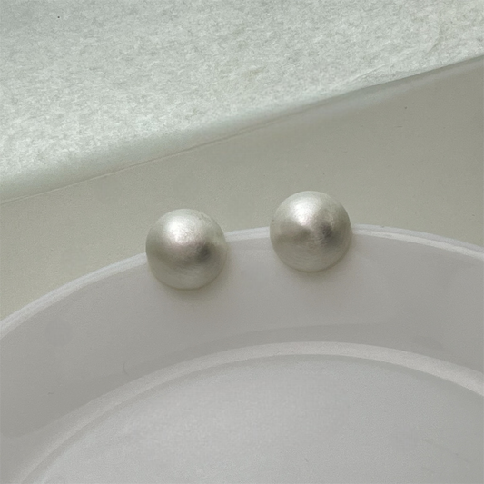 Brushed frosted round ball stud earrings