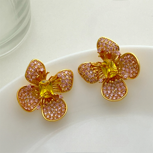 Sparkly floral earrings