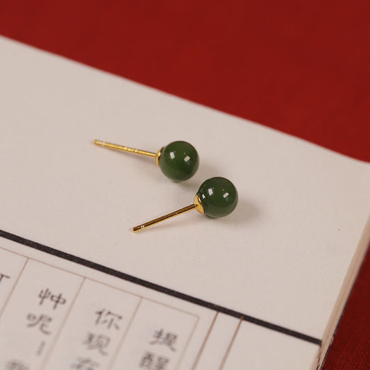 Hetian jade sterling silver earrings