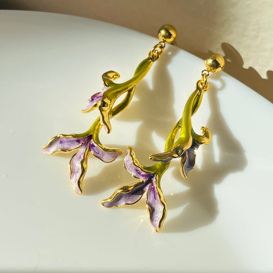 purple vintage lily of the valley earrings